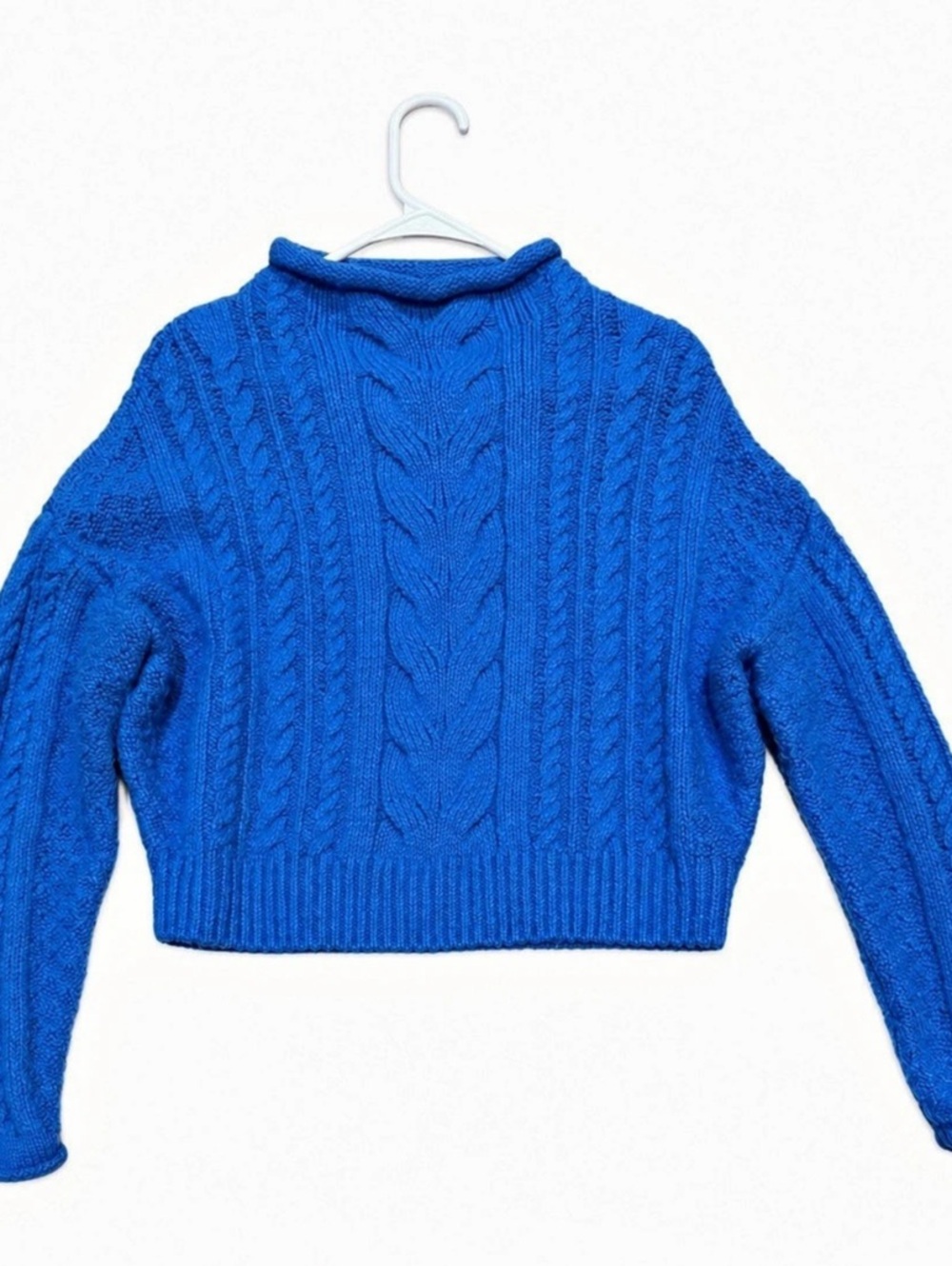 Pilcro Cable Knit Cropped Sweater in Blue Size XS Like New Msrp $118.00
